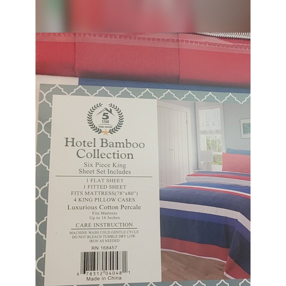 King Sheet Set in Red, White and Blue